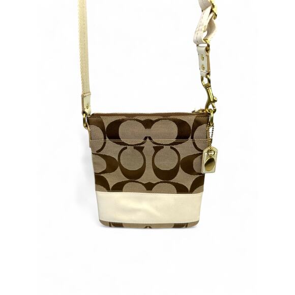 Coach Signature 2007 Crossbody Stripe Swingpack Canvas Bag - Picture 1 of 8